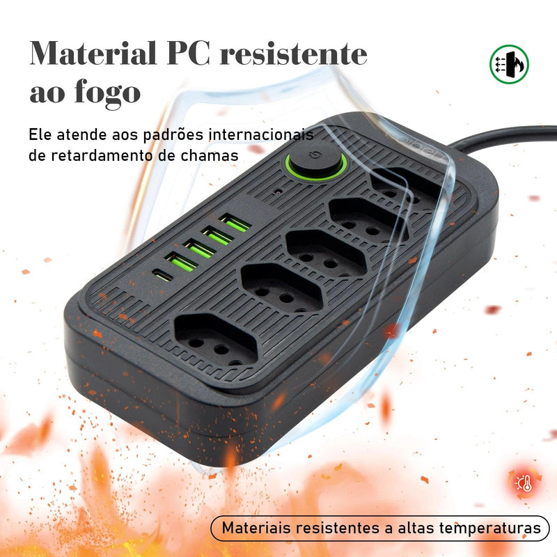 Extensão Tomada com FIltro de Linha 100-220V 2500W 10A - Estilo Lar